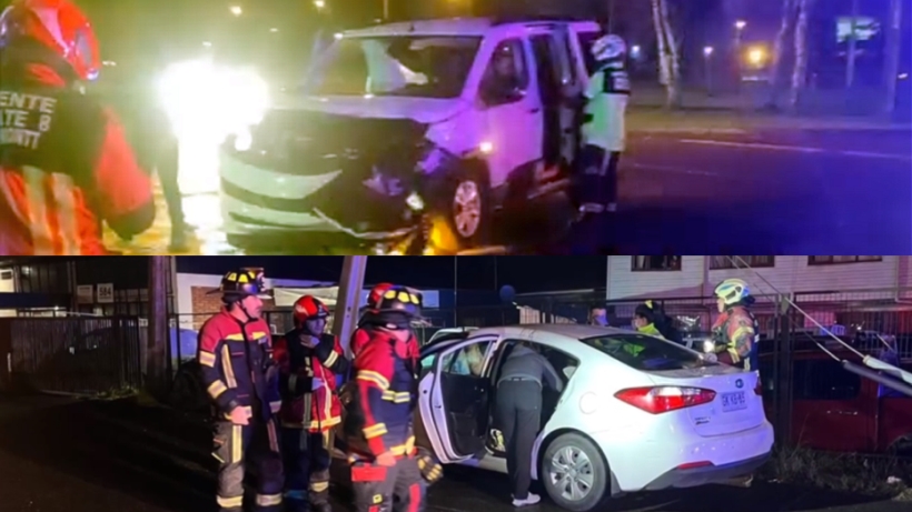 Colisión en Puerto Montt terminó con un auto incrustado en un poste Colisión en Puerto Montt terminó con un auto incrustado en un poste
