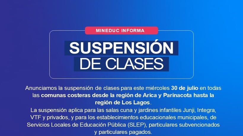 Suspenden clases en sectores costeros de La Araucanía por amenaza de tsunami Suspenden clases en sectores costeros de La Araucanía por amenaza de tsunami