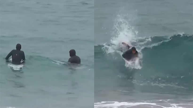 [VIDEO] Pese a la Alerta Roja: surfistas llegaron hasta el sector 4 de Reñaca