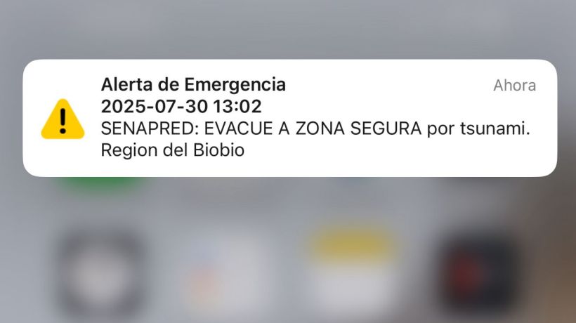 Se inició el envío de mensajes SAE por alerta de tsunami en el Biobío Se inició el envío de mensajes SAE por alerta de tsunami en el Biobío