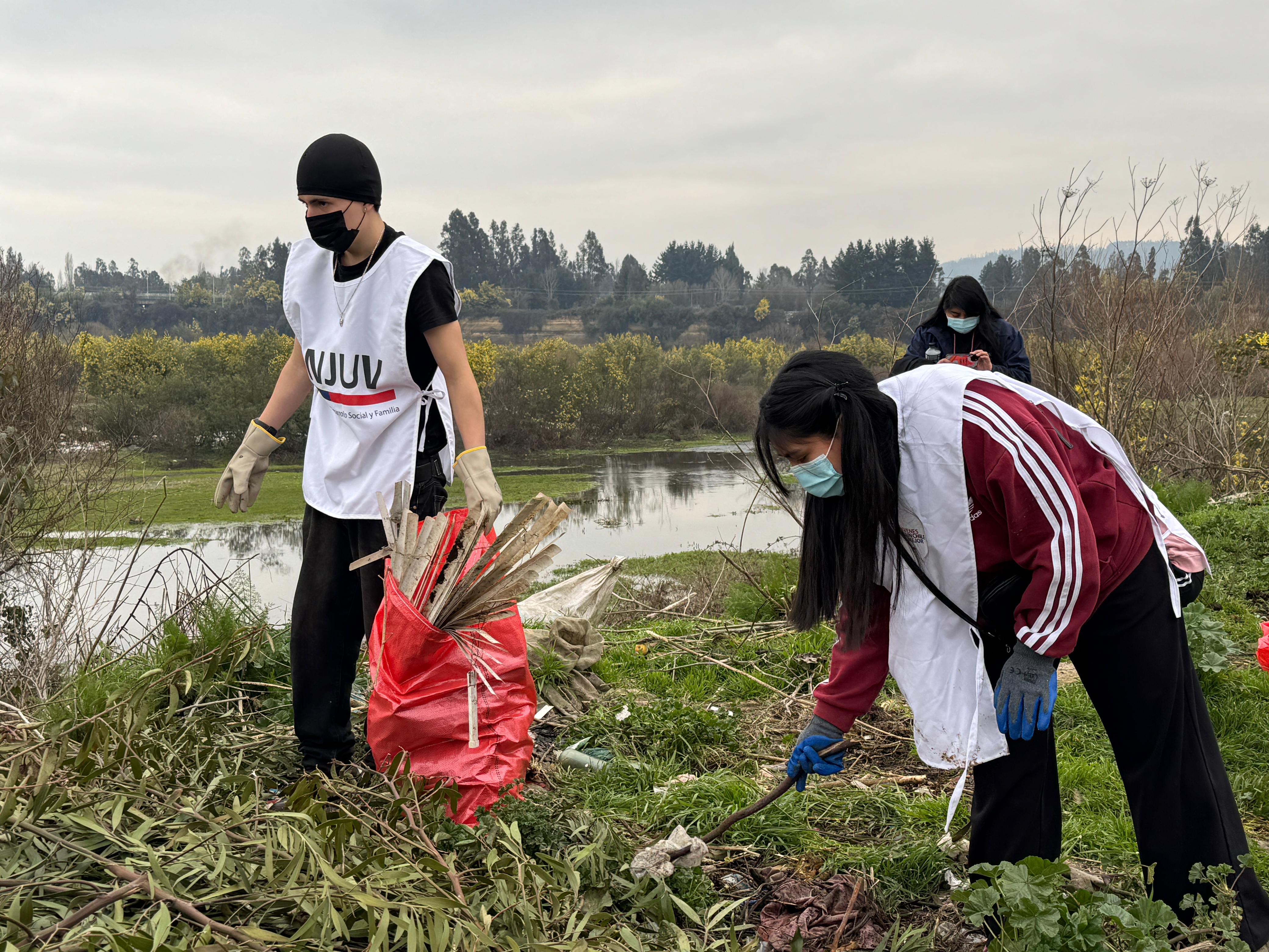 Retiran 10 toneladas de residuos en operativo de limpieza en humedal Antumalen de Temuco