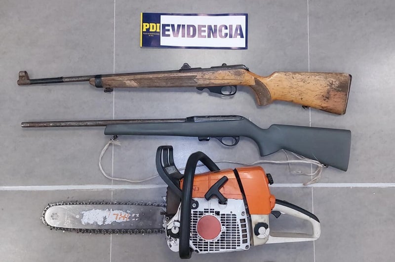 PDI detuvo a una persona por sustracción de madera y porte de armas de fuego en Los Lagos