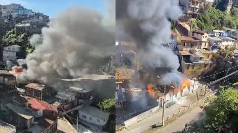 [VIDEO] Incendio afectó al menos dos viviendas en Valparaíso: se realizó corte de energía