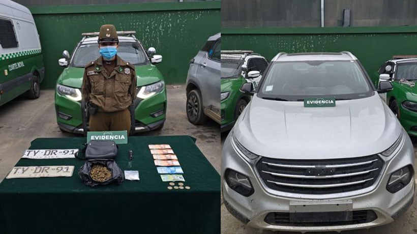 Carabineros recupera auto robado en Casablanca: conductor fue detenido por porte de arma blanca y drogas Carabineros recupera auto robado en Casablanca: conductor fue detenido por porte de arma blanca y drogas