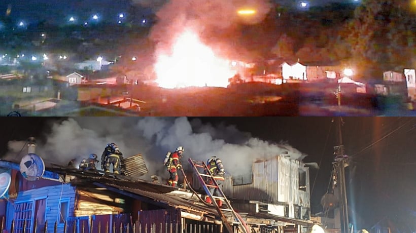 Incendio en villa Los Héroes de Puerto Montt dejó dos casas destruidas y tres damnificados Incendio en villa Los Héroes de Puerto Montt dejó dos casas destruidas y tres damnificados