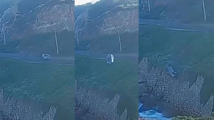 [VIDEO] Captan el momento exacto en que vehículo desbarrancó en Concón