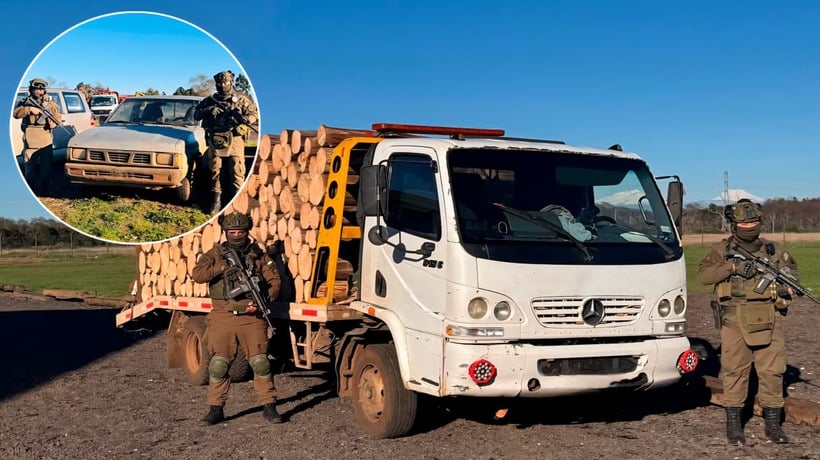 Detienen tres personas por transporte ilegal de madera y agresión a Carabineros en Ercilla