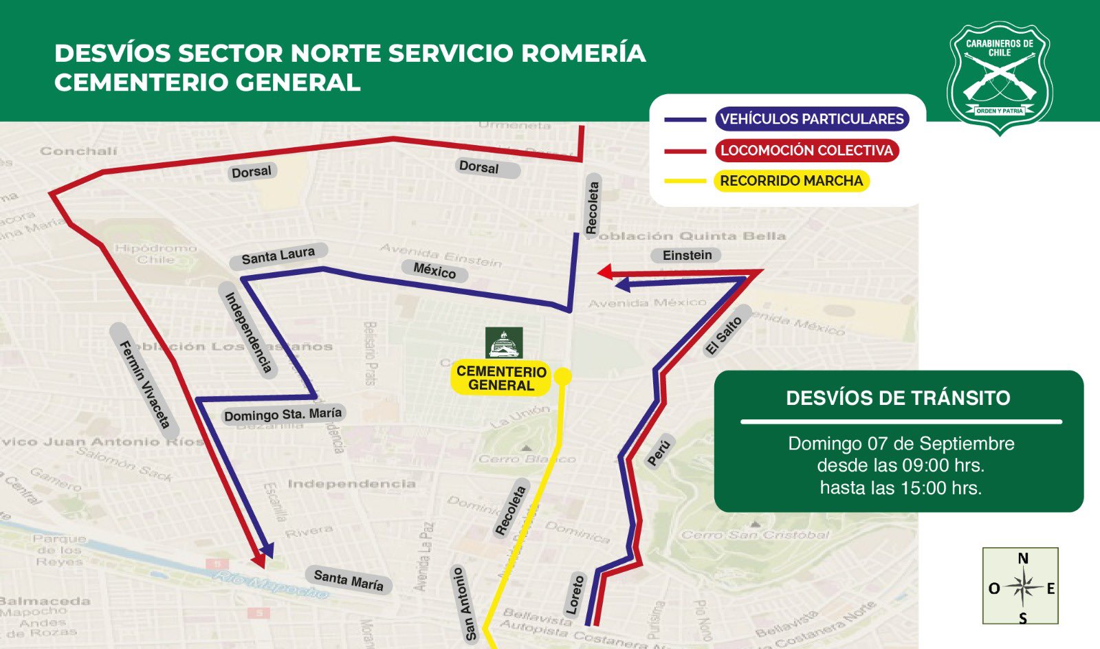 Romería al Cementerio General: revisa los desvíos de tránsito Romería al Cementerio General: revisa los desvíos de tránsito