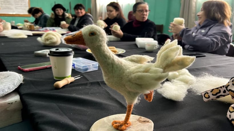 Segundo módulo del taller de fieltro agujado en Ancud