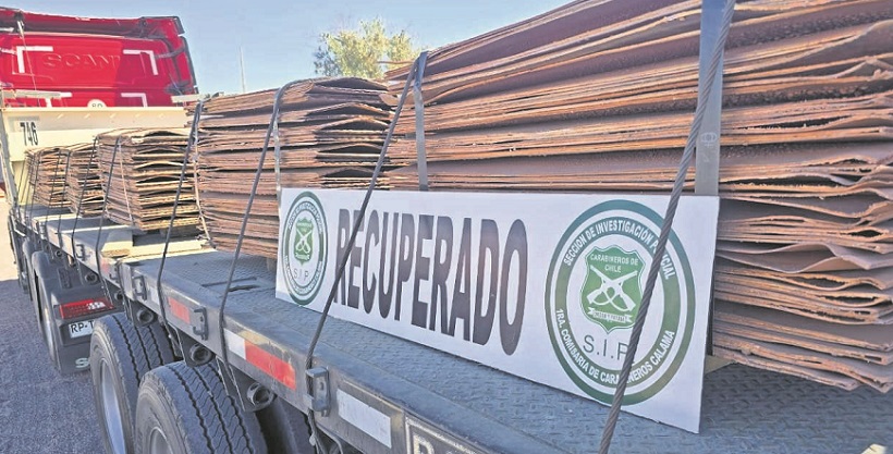 Carabineros recuperó cátodos de cobre avaluados en $300 millones en Calama