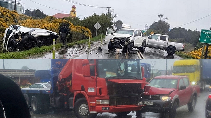 Accidentes en Calbuco y Puerto Montt involucraron a cuatro autos y un camión