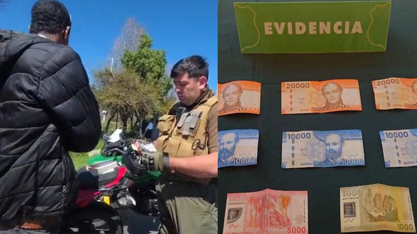 Transitaba sin licencia: Detienen a motorista venezolano que intentó sobornar con $96.000 a Carabineros