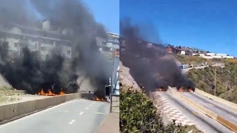 [VIDEO] Barricadas incendiarias en Camino La Pólvora obliga a suspender el tránsito vehicular