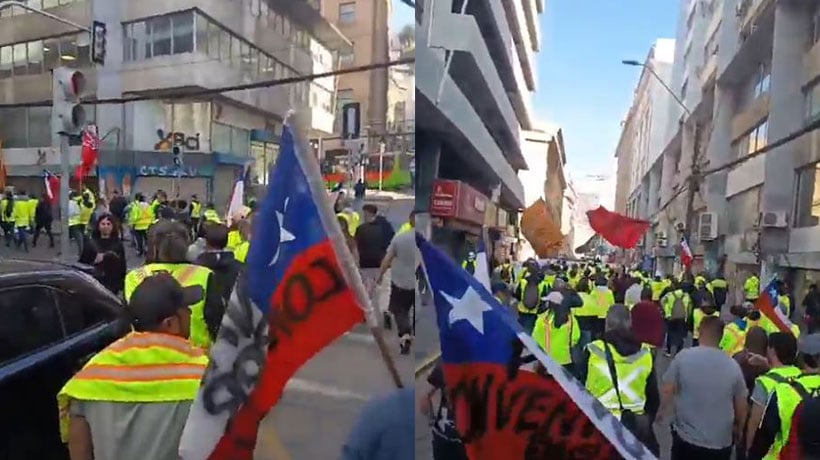 [VIDEO] Trabajadores portuarios marchan por el centro de Valparaíso por derechos laborales