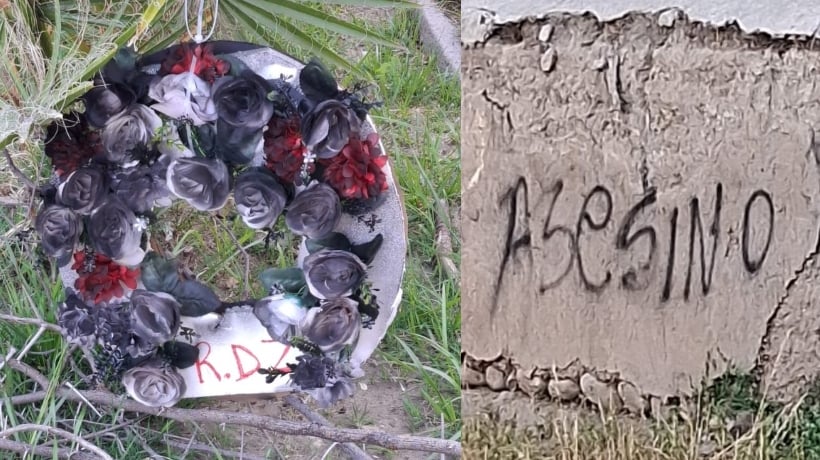 San Esteban: dejan corona de flores negras afuera de casa de excarabinero imputado por homicidio San Esteban: dejan corona de flores negras afuera de casa de excarabinero imputado por homicidio