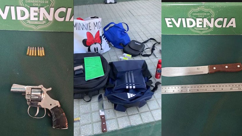 Detienen a cuatro sujetos por porte de arma de fuego, munición y receptación en Quilpué