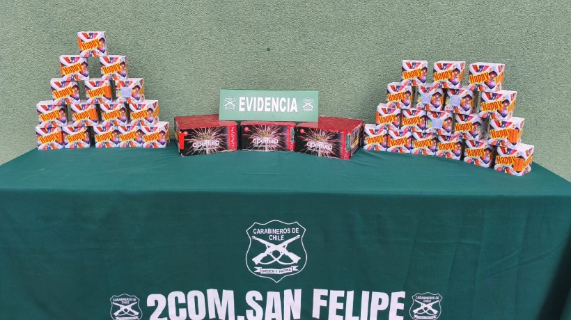 Carabineros de San Felipe desarticuló venta ilegal de fuegos artificiales por redes sociales