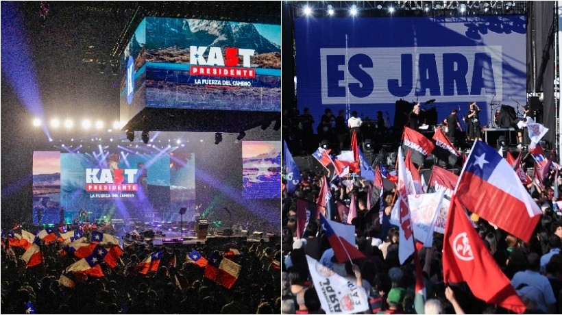Cierres de campaña: Jara en Maipú y Kast en el Movistar Arena