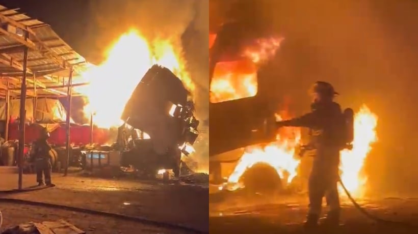 Quillota: investigan incendio que afectó a camiones en Ruta 60CH