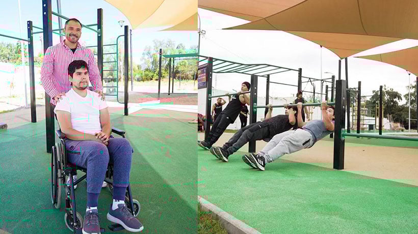 Joven calerano utiliza plaza de calistenia municipal como herramienta clave en su rehabilitación