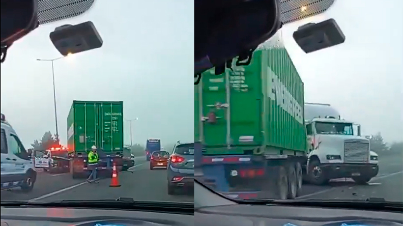 [VIDEO] Camión colisionó con patrulla de Carabineros en la Ruta 68