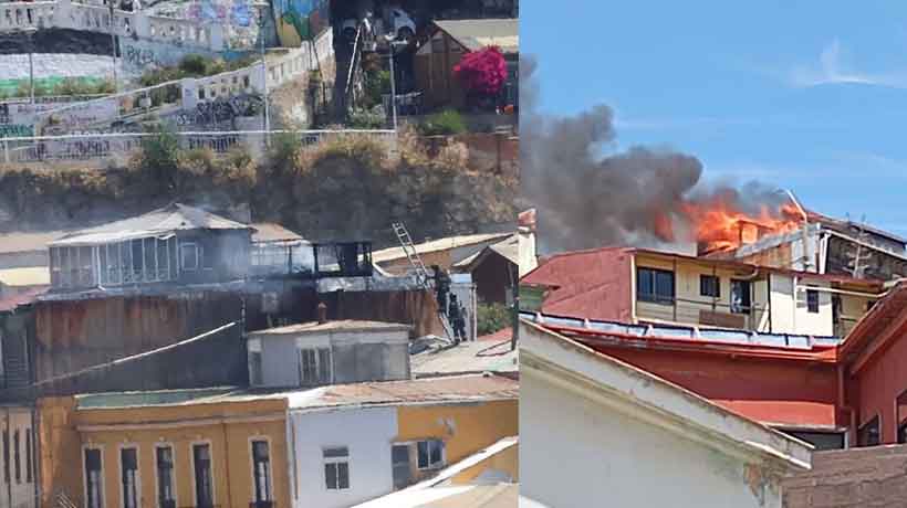 Controlan incendio en vivienda de cerro de Valparaíso: se registró corte de energía y tránsito