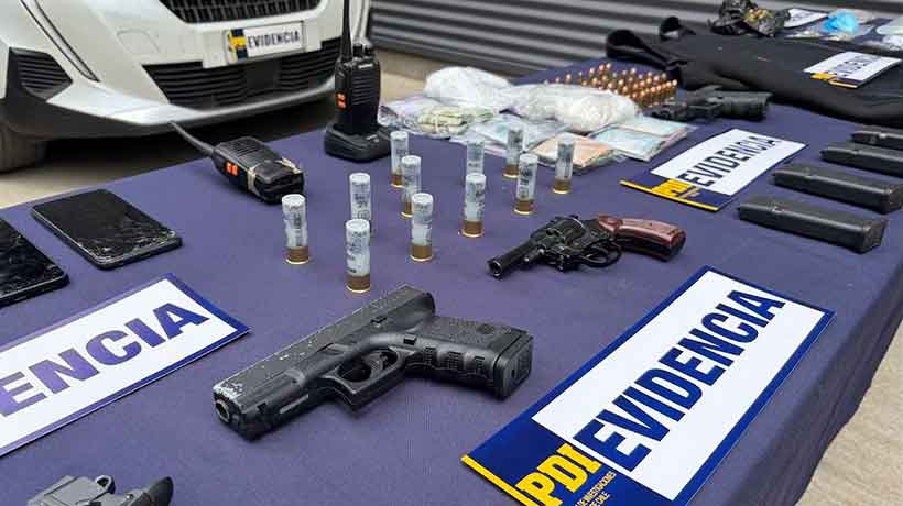 PDI detiene a 17 integrantes de una organización criminal en Concón: se incautó armas y drogas