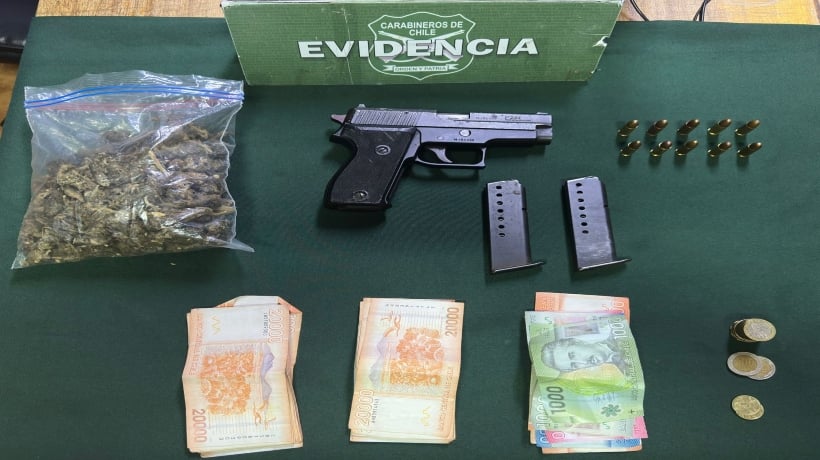 La Ligua: con marihuana, una pistola y cerca de 700 mil pesos en efectivo es detenido motociclista en ruta 5 Norte