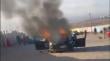[VIDEO] Vecinos de toma Paso La Mula toman justicia por sus manos y golpean a sujetos que fueron sorprendidos robando: incendiaron vehículo