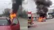 [VIDEO] Fuego consumió vehículo en plena vía de Viña del Mar: obligó a suspender el tránsito