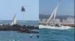 [VIDEO] Armada rescata “en buenas condiciones” a tres tripulantes de un yate que encalló en Algarrobo
