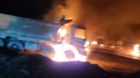Al menos 45 camiones y 5 maquinarias fueron quemadas en la central Rucalhue en Santa Bárbara: hay 4 heridos