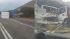Cinco lesionados y tres camiones afectados en colisión múltiple en Autopista  Los Libertadores