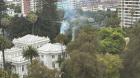 Bomberos controló fuego en palmera al interior del Palacio Rioja de Viña del Mar: fue provocado por un rayo