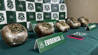 Casi 6 kilos de marihuana: fiscalización a bus en Nogales termina con una mujer detenida