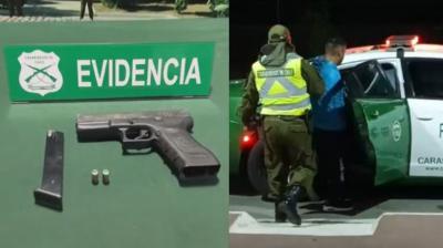 Detienen a conductor de camión sin licencia en la Ruta 5 Norte: tenía un arma a fogueo