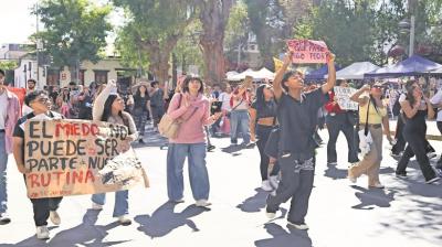 Más de 400 estudiantes de la UDA se movilizaron en el centro por la seguridad en pasarela
