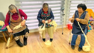 Personas mayores de Chonchi participan de taller de hilandería